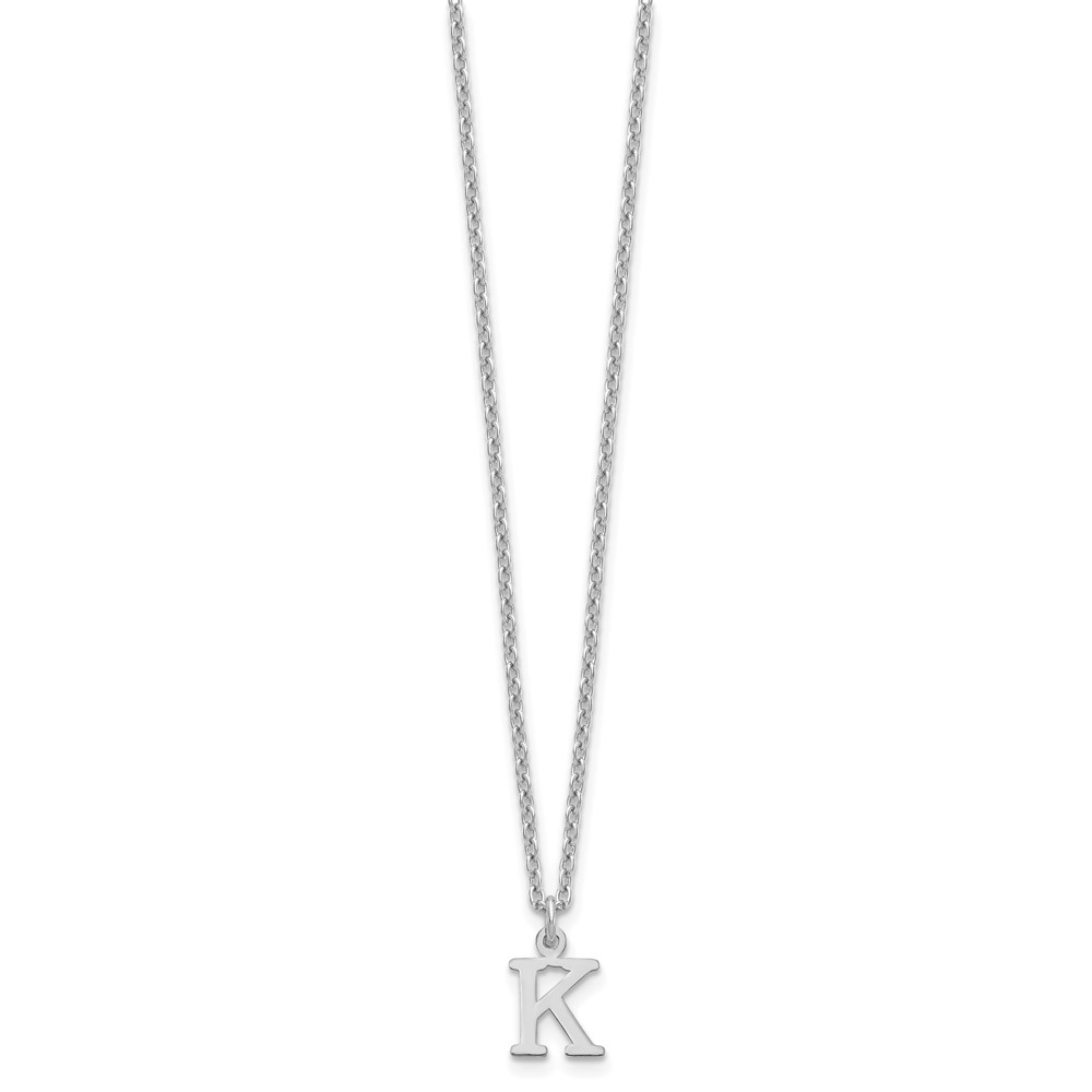 Sterling Silver Rhodium-plated Cutout Letter K Initial Necklace (XNA727SS/K)