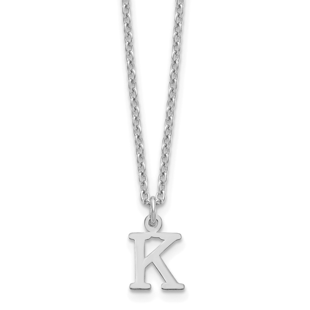 Sterling Silver Rhodium-plated Cutout Letter K Initial Necklace