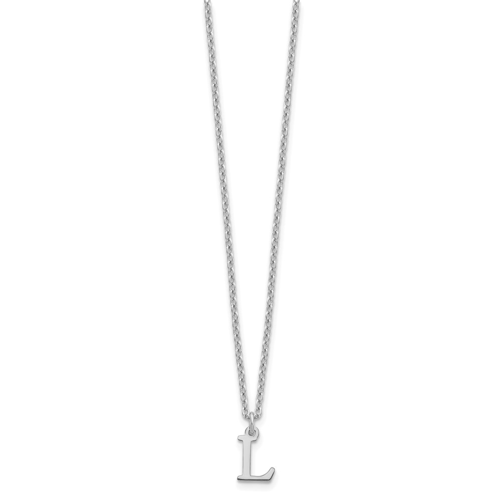 Sterling Silver Rhodium-plated Cutout Letter L Initial Necklace (XNA727SS/L)