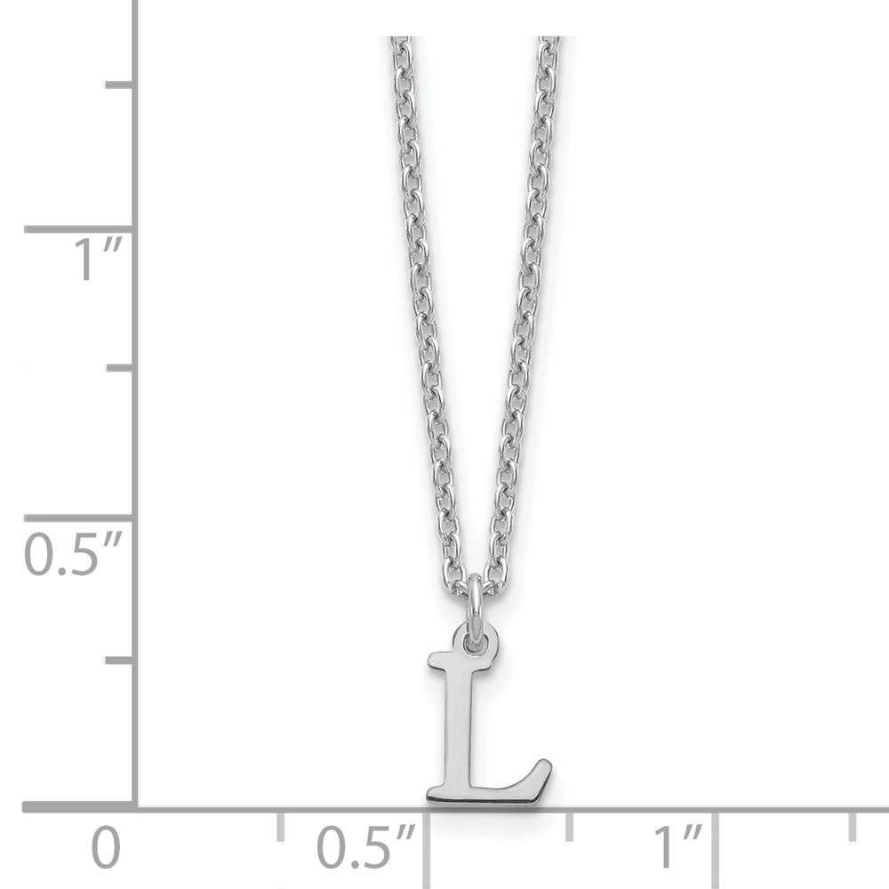 Sterling Silver Rhodium-plated Cutout Letter L Initial Necklace (XNA727SS/L)