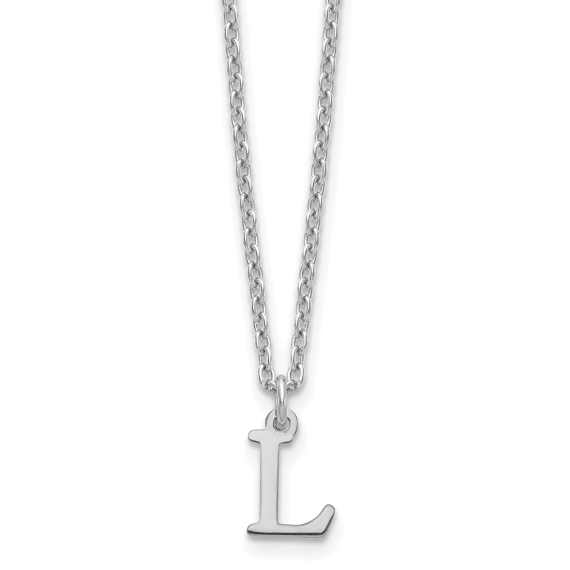 Sterling Silver Rhodium-plated Cutout Letter L Initial Necklace (XNA727SS/L)