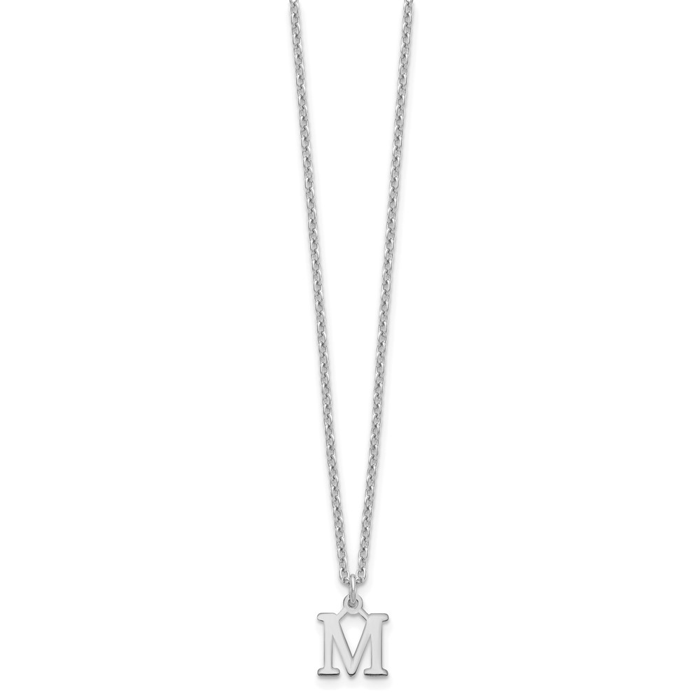 Sterling Silver Rhodium-plated Cutout Letter M Initial Necklace (XNA727SS/M)