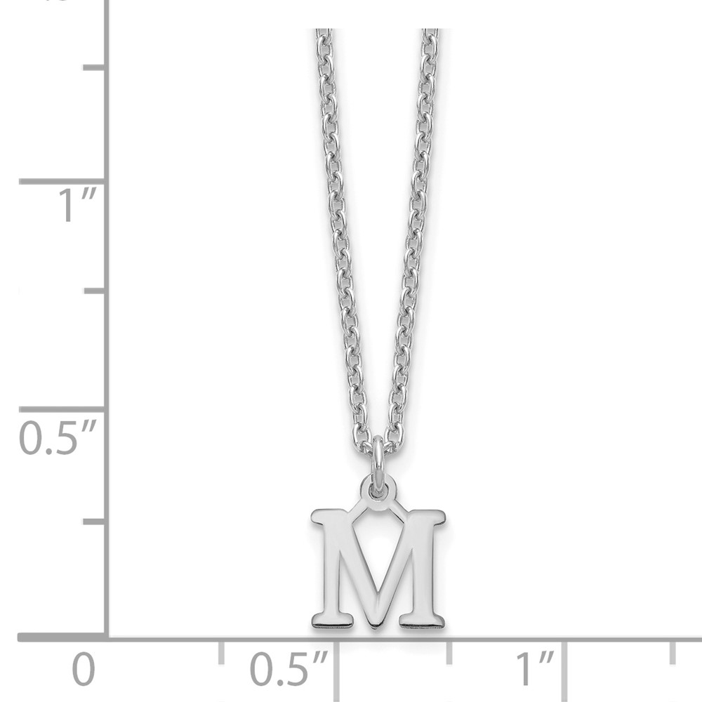 Sterling Silver Rhodium-plated Cutout Letter M Initial Necklace (XNA727SS/M)