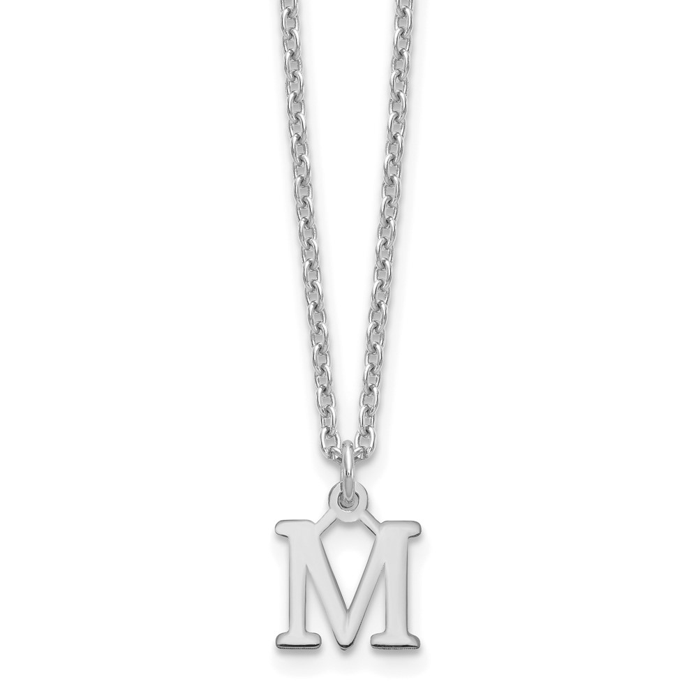 Sterling Silver Rhodium-plated Cutout Letter M Initial Necklace