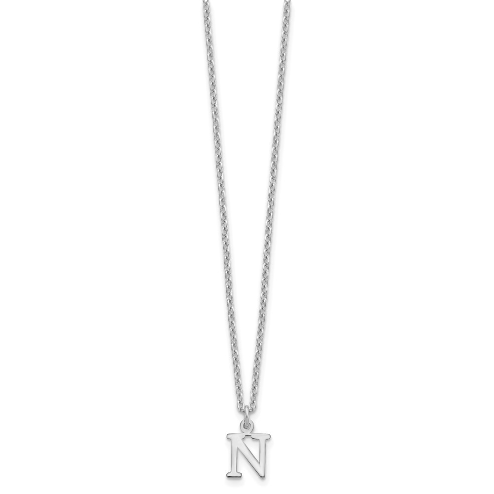 Sterling Silver Rhodium-plated Cutout Letter N Initial Necklace (XNA727SS/N)