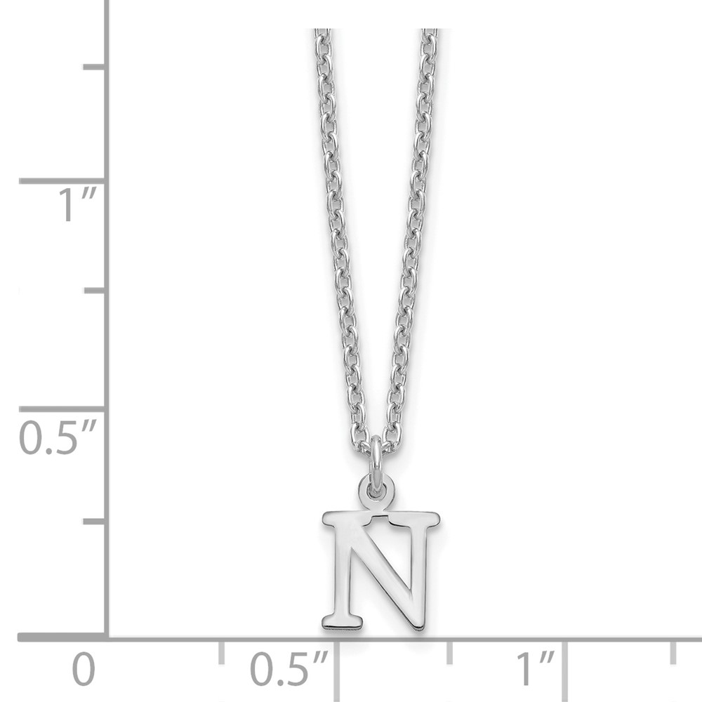 Sterling Silver Rhodium-plated Cutout Letter N Initial Necklace (XNA727SS/N)