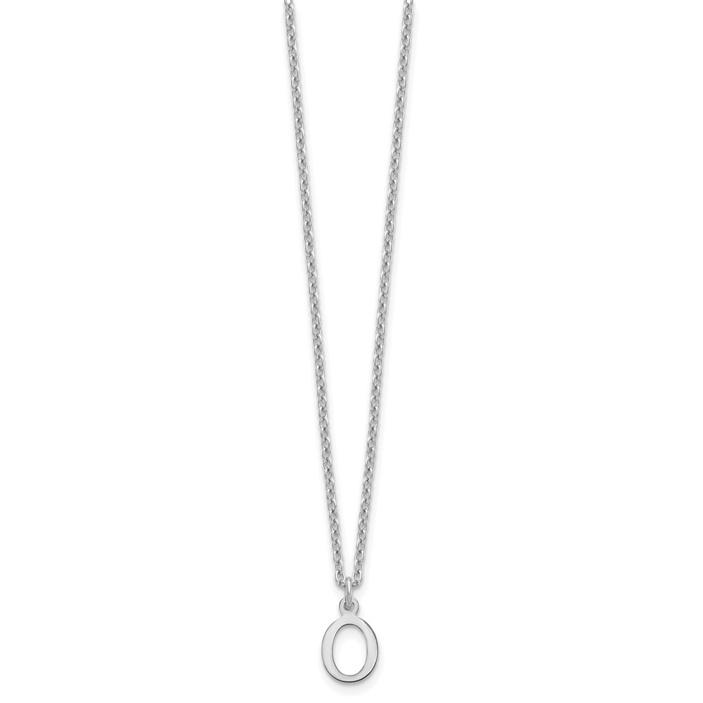 Sterling Silver Rhodium-plated Cutout Letter O Initial Necklace (XNA727SS/O)