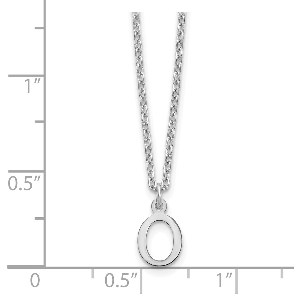 Sterling Silver Rhodium-plated Cutout Letter O Initial Necklace (XNA727SS/O)