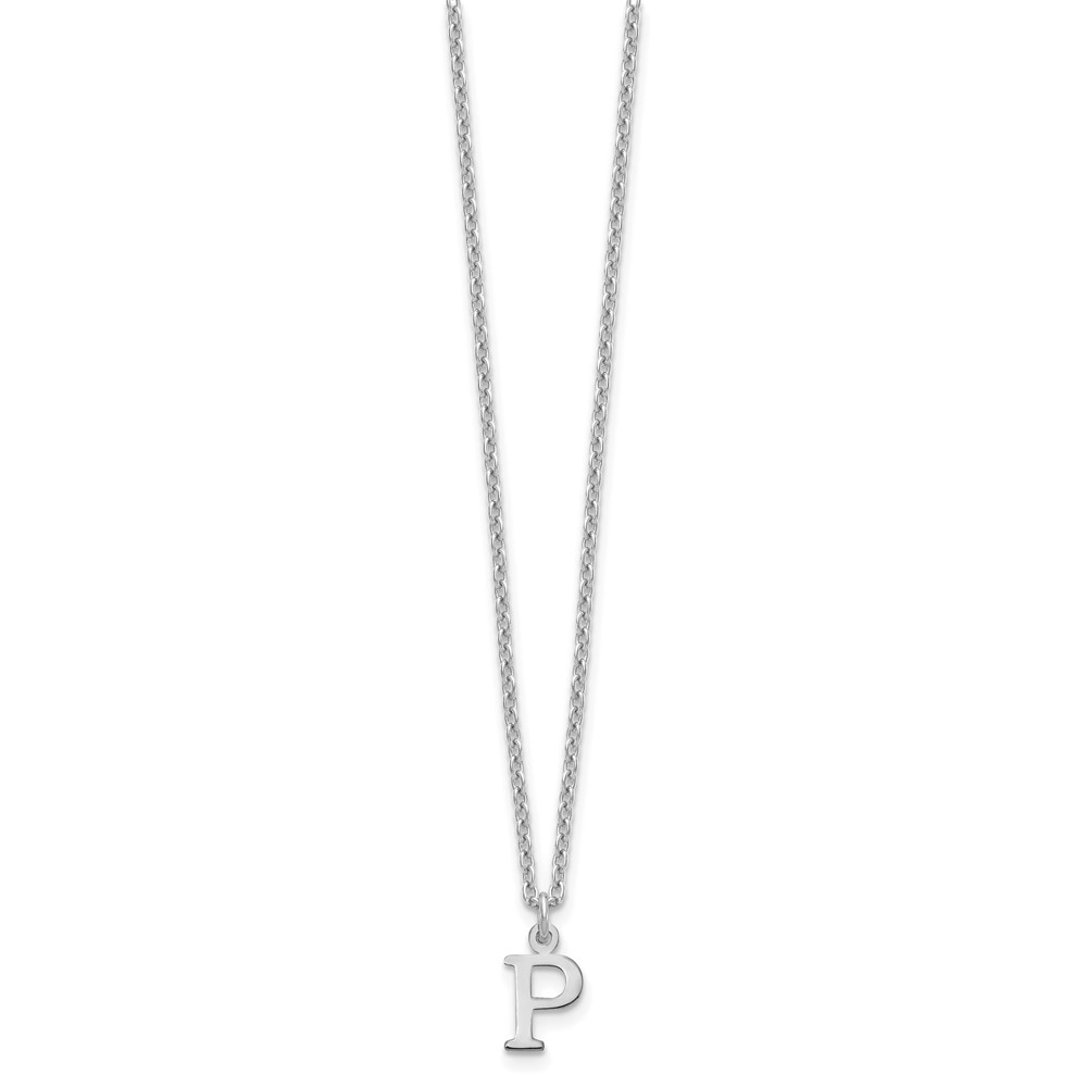 Sterling Silver Rhodium-plated Cutout Letter P Initial Necklace (XNA727SS/P)