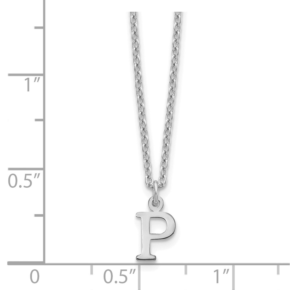 Sterling Silver Rhodium-plated Cutout Letter P Initial Necklace (XNA727SS/P)