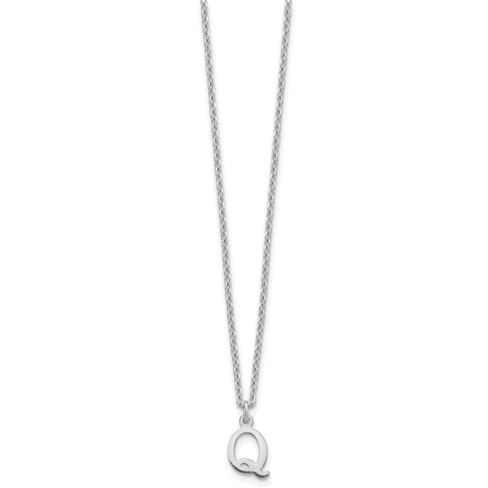 Sterling Silver Rhodium-plated Cutout Letter Q Initial Necklace (XNA727SS/Q)