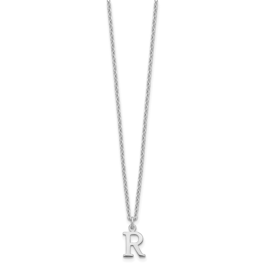 Sterling Silver Rhodium-plated Cutout Letter R Initial Necklace (XNA727SS/R)