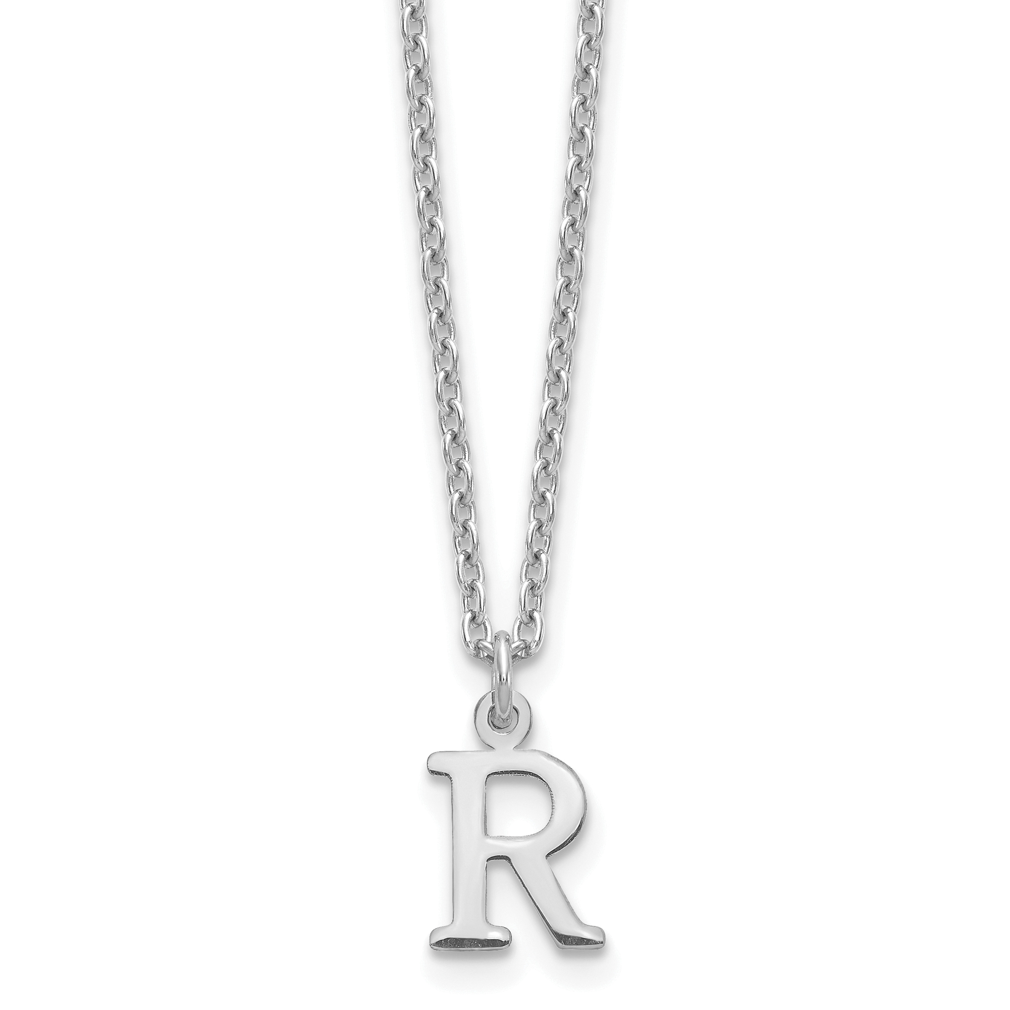 Sterling Silver Rhodium-plated Cutout Letter R Initial Necklace (XNA727SS/R)