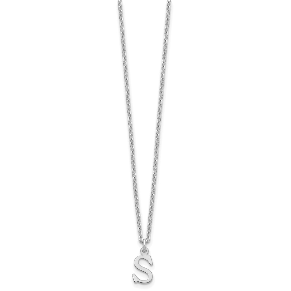 Sterling Silver Rhodium-plated Cutout Letter S Initial Necklace (XNA727SS/S)