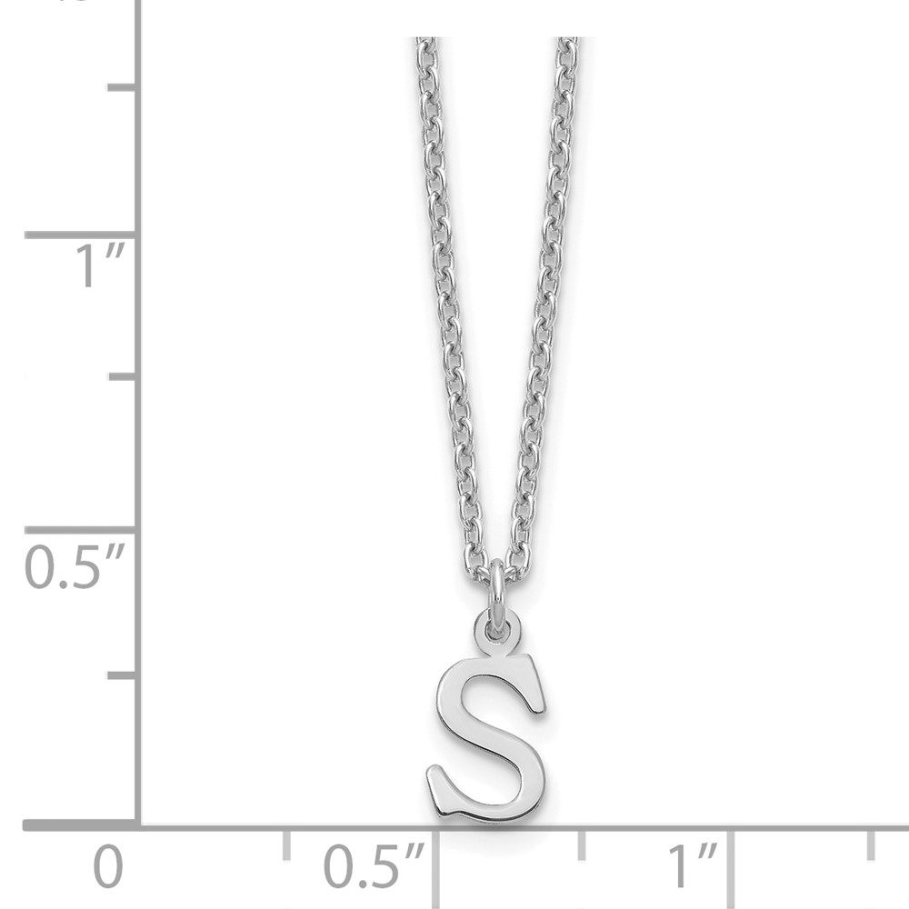 Sterling Silver Rhodium-plated Cutout Letter S Initial Necklace (XNA727SS/S)