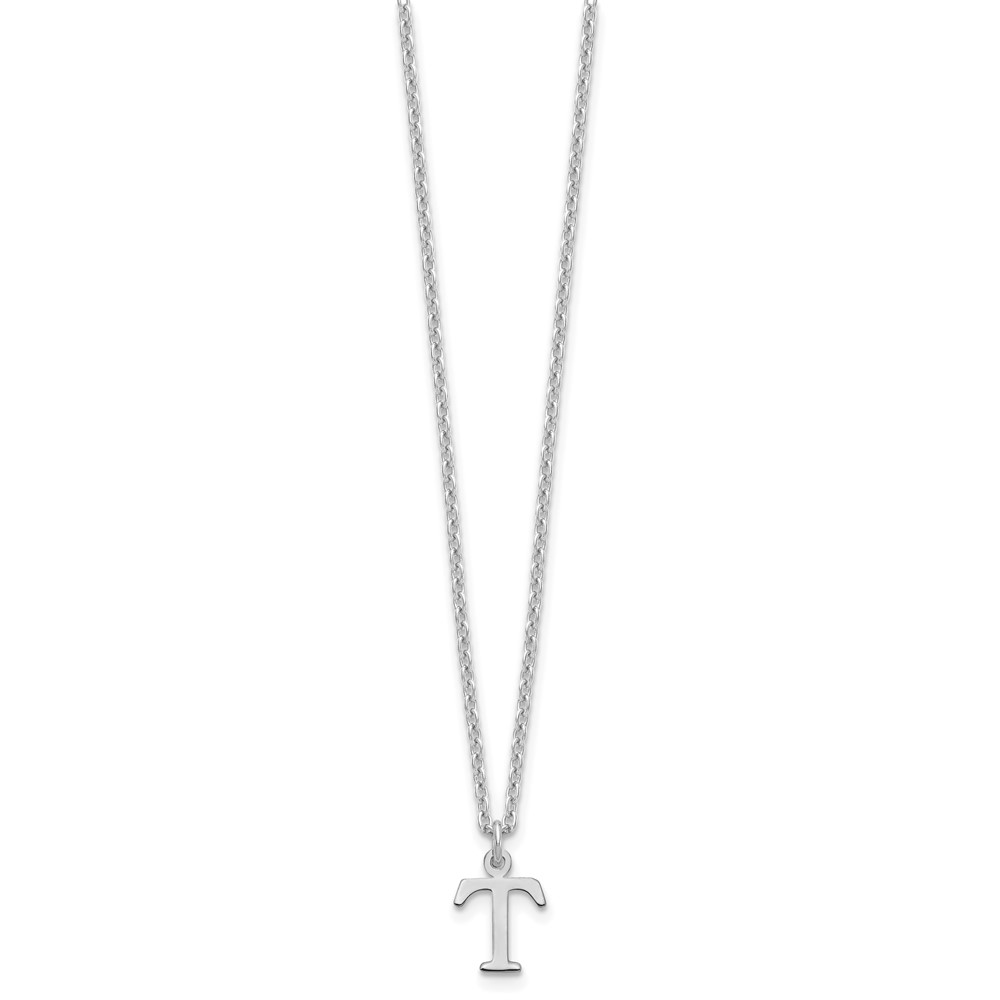 Sterling Silver Rhodium-plated Cutout Letter T Initial Necklace (XNA727SS/T)