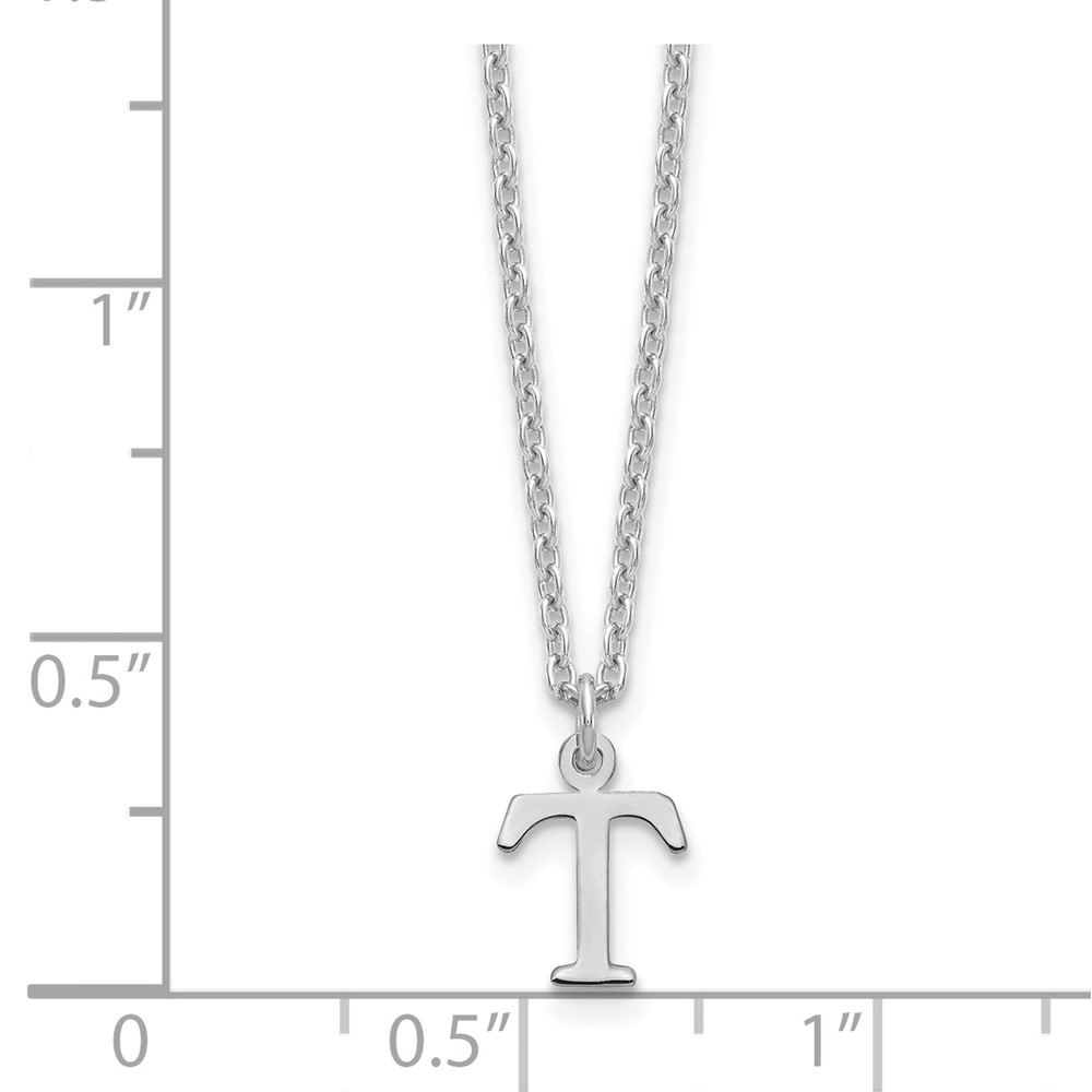 Sterling Silver Rhodium-plated Cutout Letter T Initial Necklace (XNA727SS/T)