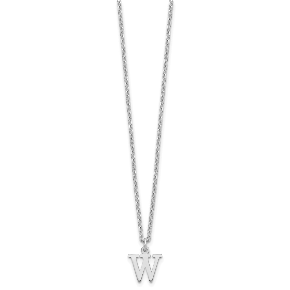 Sterling Silver Rhodium-plated Cutout Letter W Initial Necklace (XNA727SS/W)