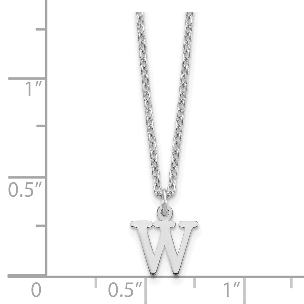 Sterling Silver Rhodium-plated Cutout Letter W Initial Necklace (XNA727SS/W)
