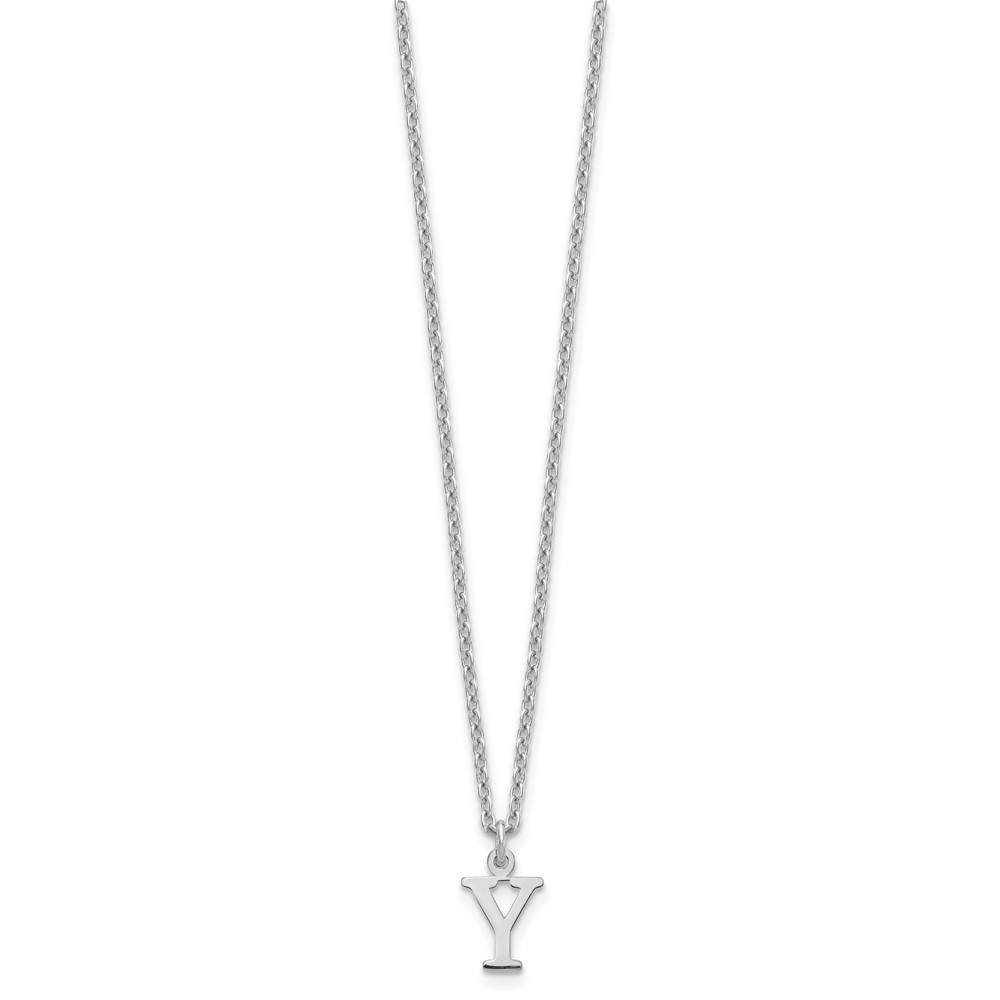 Sterling Silver Rhodium-plated Cutout Letter Y Initial Necklace (XNA727SS/Y)