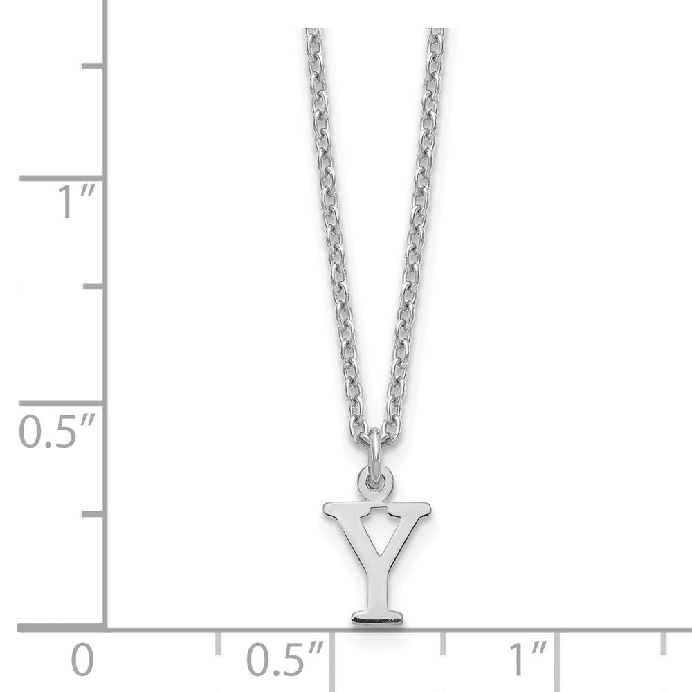 Sterling Silver Rhodium-plated Cutout Letter Y Initial Necklace (XNA727SS/Y)