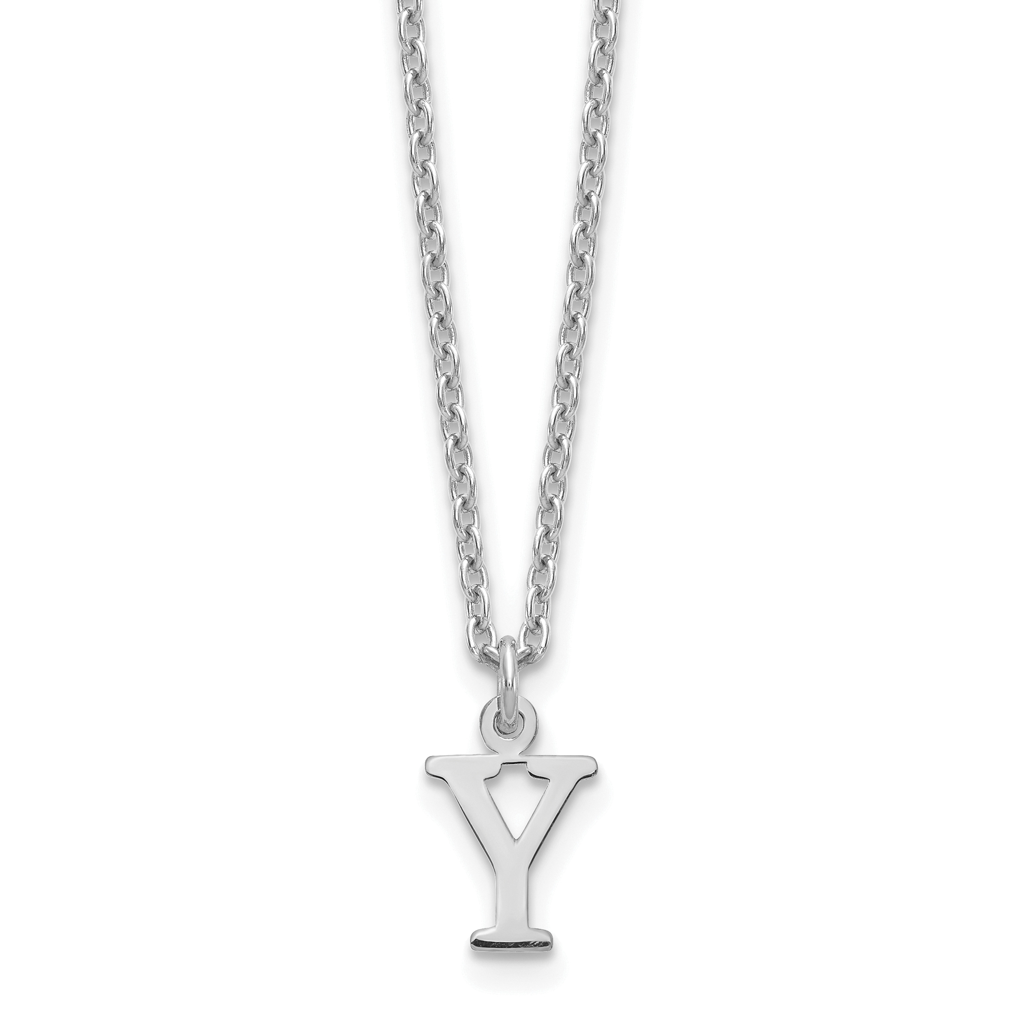 Sterling Silver Rhodium-plated Cutout Letter Y Initial Necklace (XNA727SS/Y)