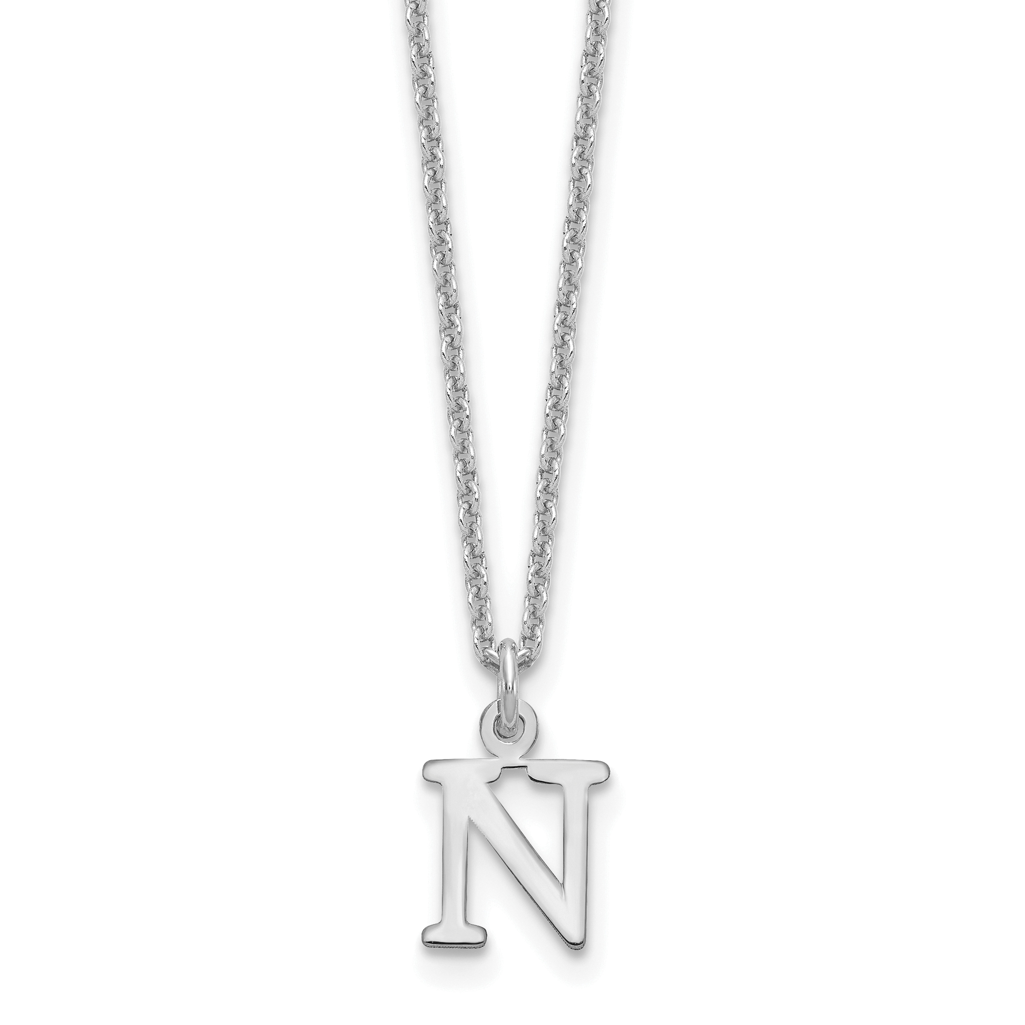 14KW Cutout Letter N Initial Necklace (XNA727W/N)