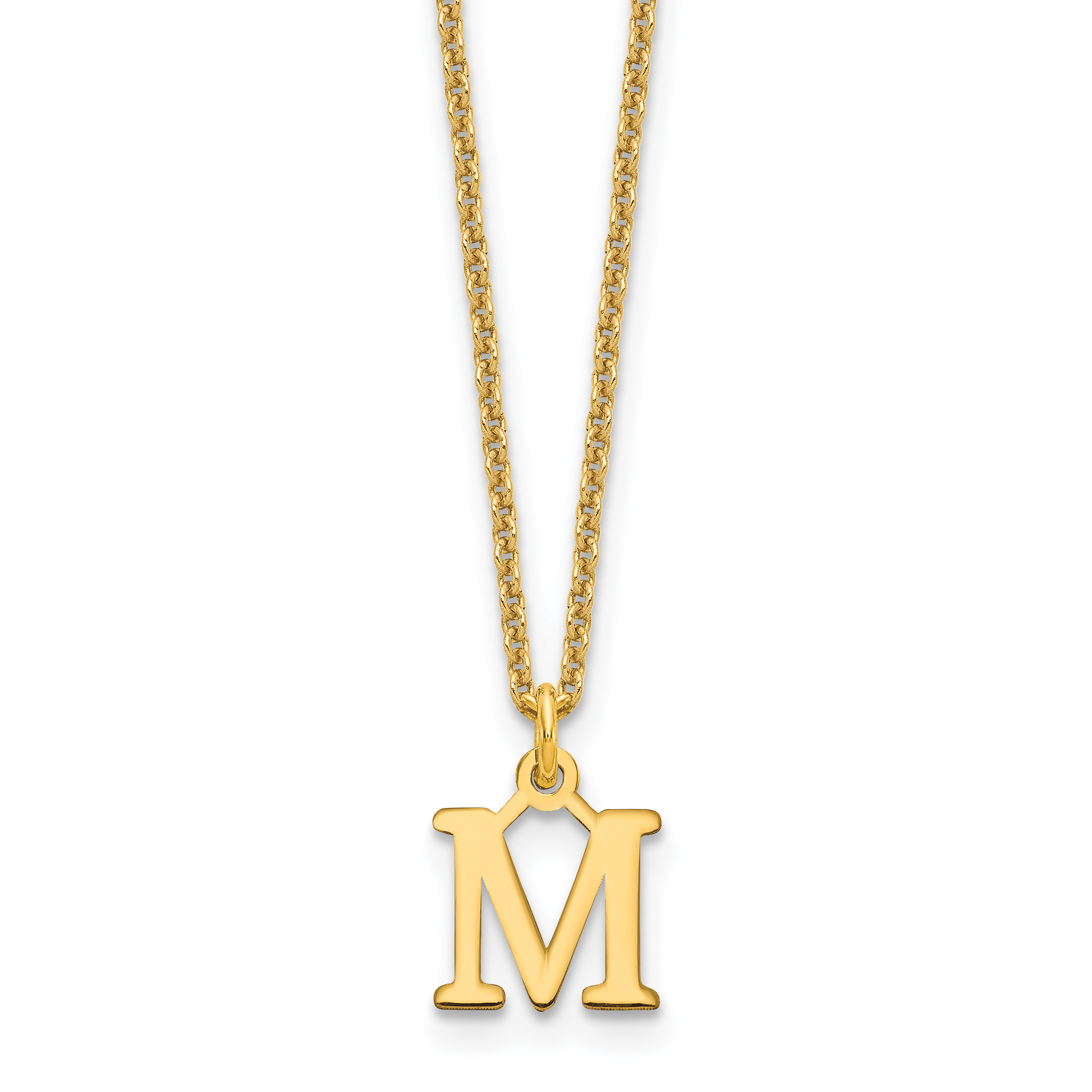 14KY Cutout Letter M Initial Necklace (XNA727Y/M)
