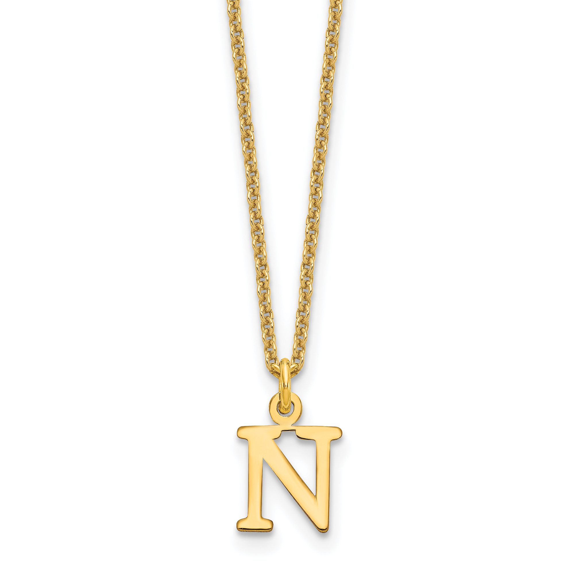 14KY Cutout Letter N Initial Necklace (XNA727Y/N)