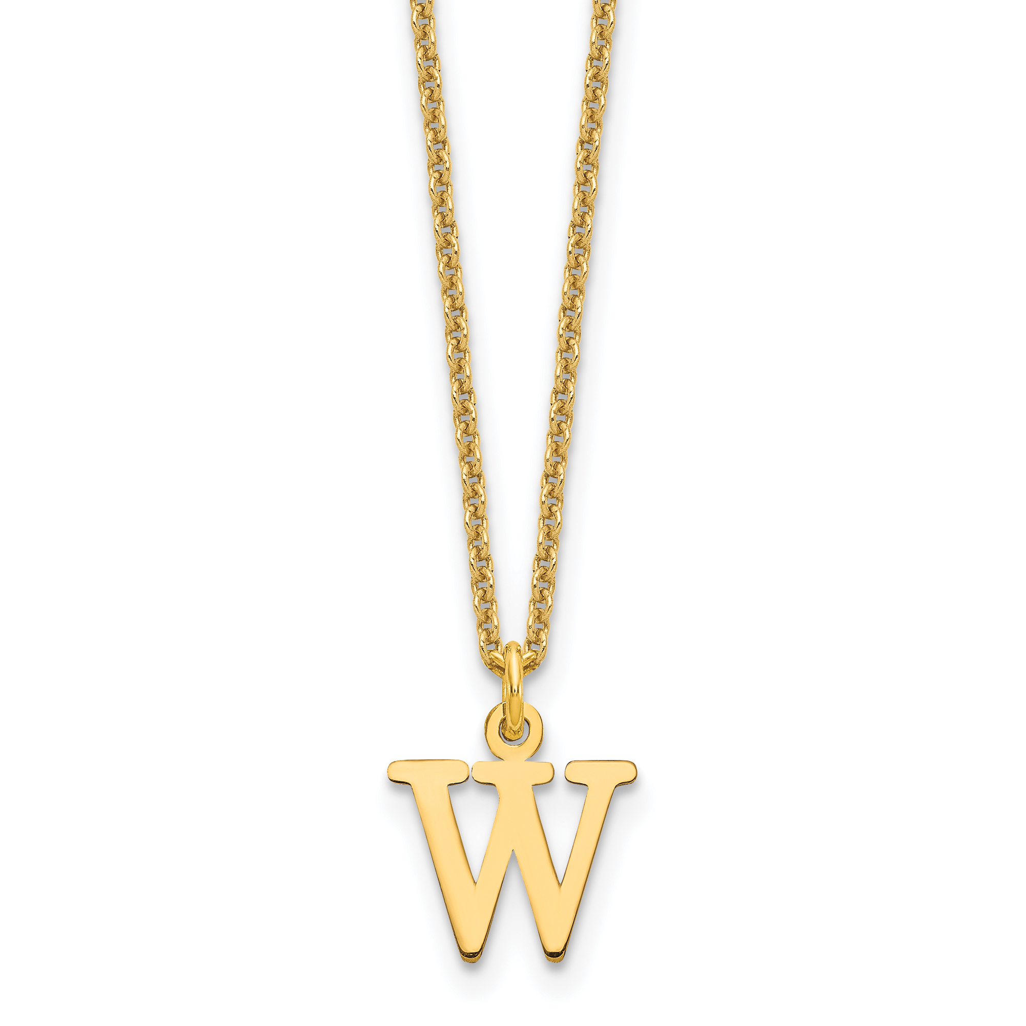 14KY Cutout Letter W Initial Necklace (XNA727Y/W)