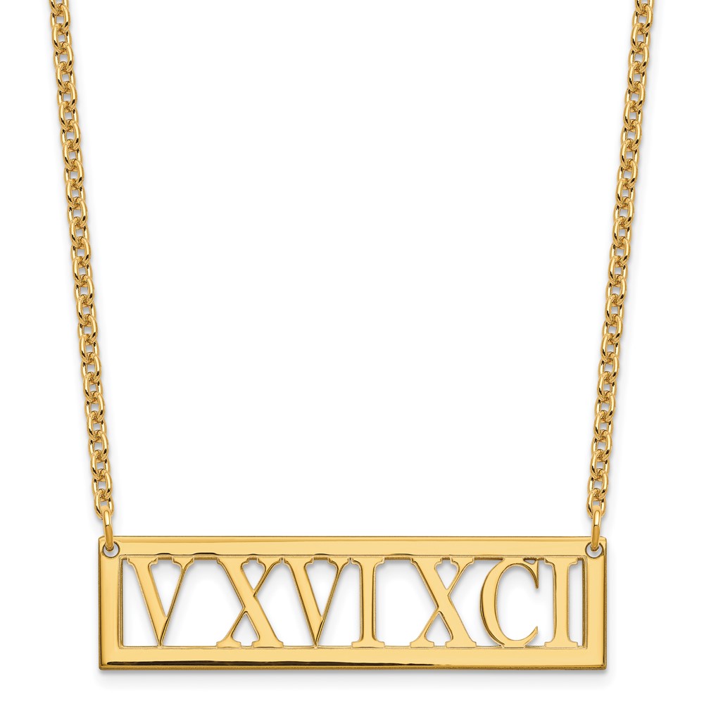 Sterling Silver Gold-plated Roman Numeral Bar Necklace