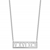 Sterling Silver Rose-plated Roman Numeral Bar Necklace view 2