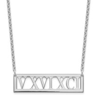 Sterling Silver Rose-plated Roman Numeral Bar Necklace view 1