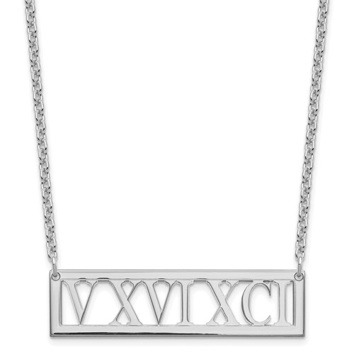 Sterling Silver Rose-plated Roman Numeral Bar Necklace