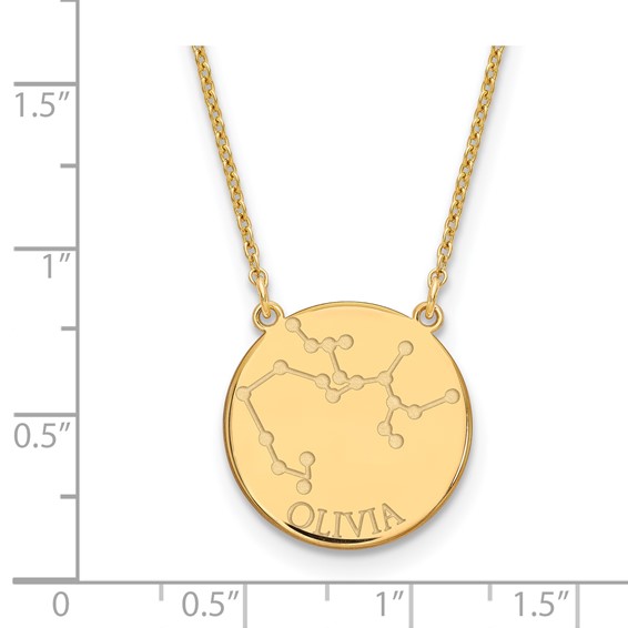 Gold Plated Sterling Silver Sagittarius Constellation Disk Necklace