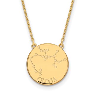 Gold Plated Sterling Silver Sagittarius Constellation Disk Necklace