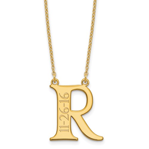 Sterling Silver Gold-plated Initial and Date Necklace