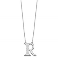 Sterling Silver Rhodium-plated Initial and Date Necklace view 2