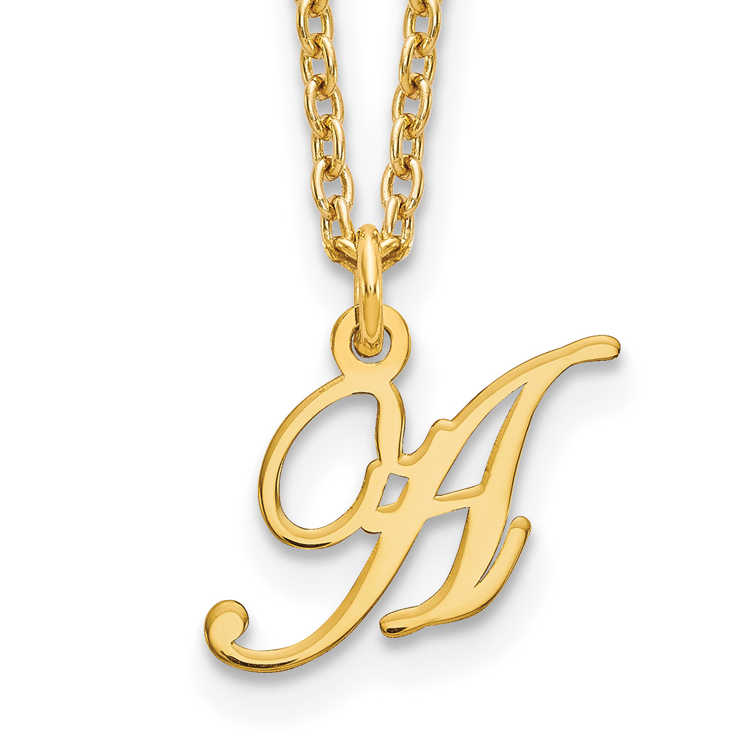 Sterling Silver Gold-plated Letter A Initial Necklace (XNA756GP/A)