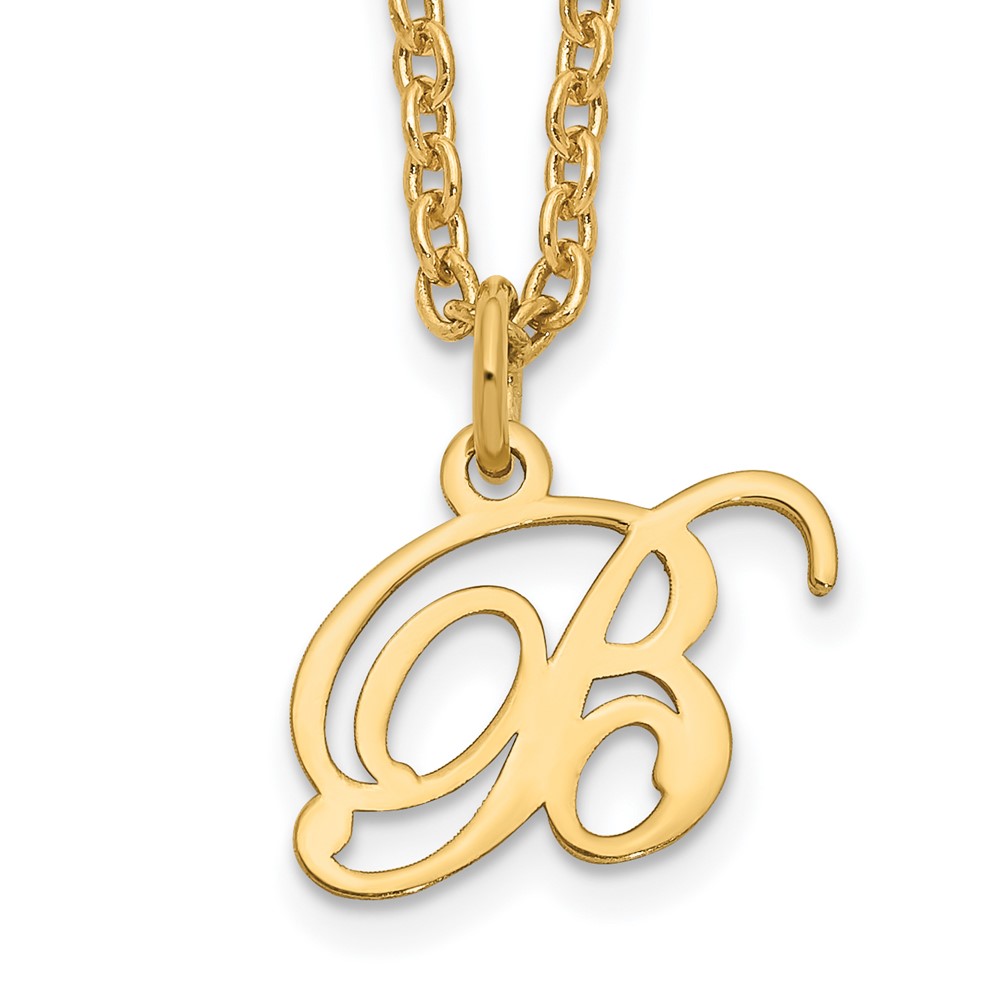 Sterling Silver Gold-plated Letter B Initial Necklace