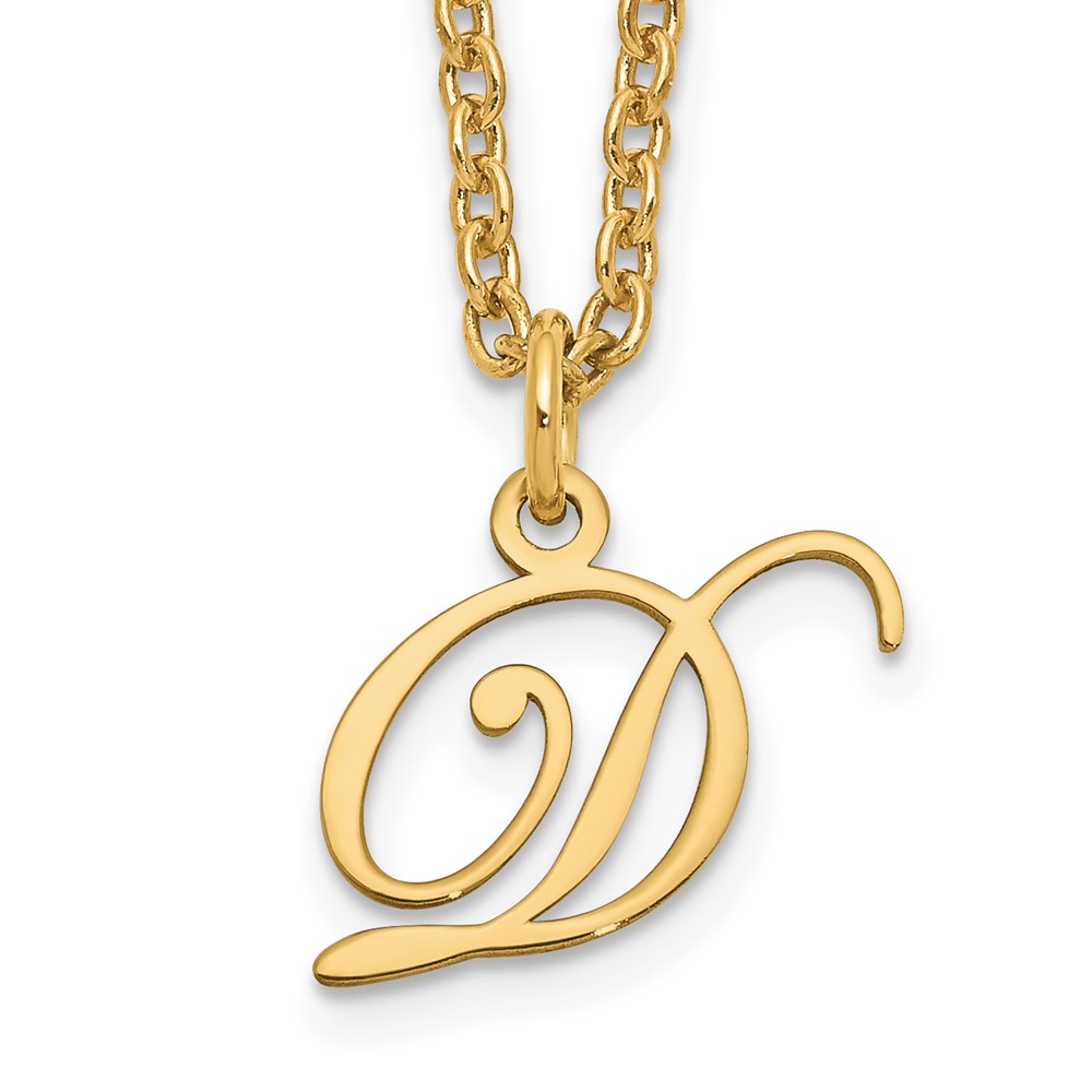 Sterling Silver Gold-plated Letter D Initial Necklace