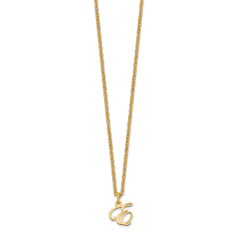 Sterling Silver Gold-plated Letter E Initial Necklace (XNA756GP/E)