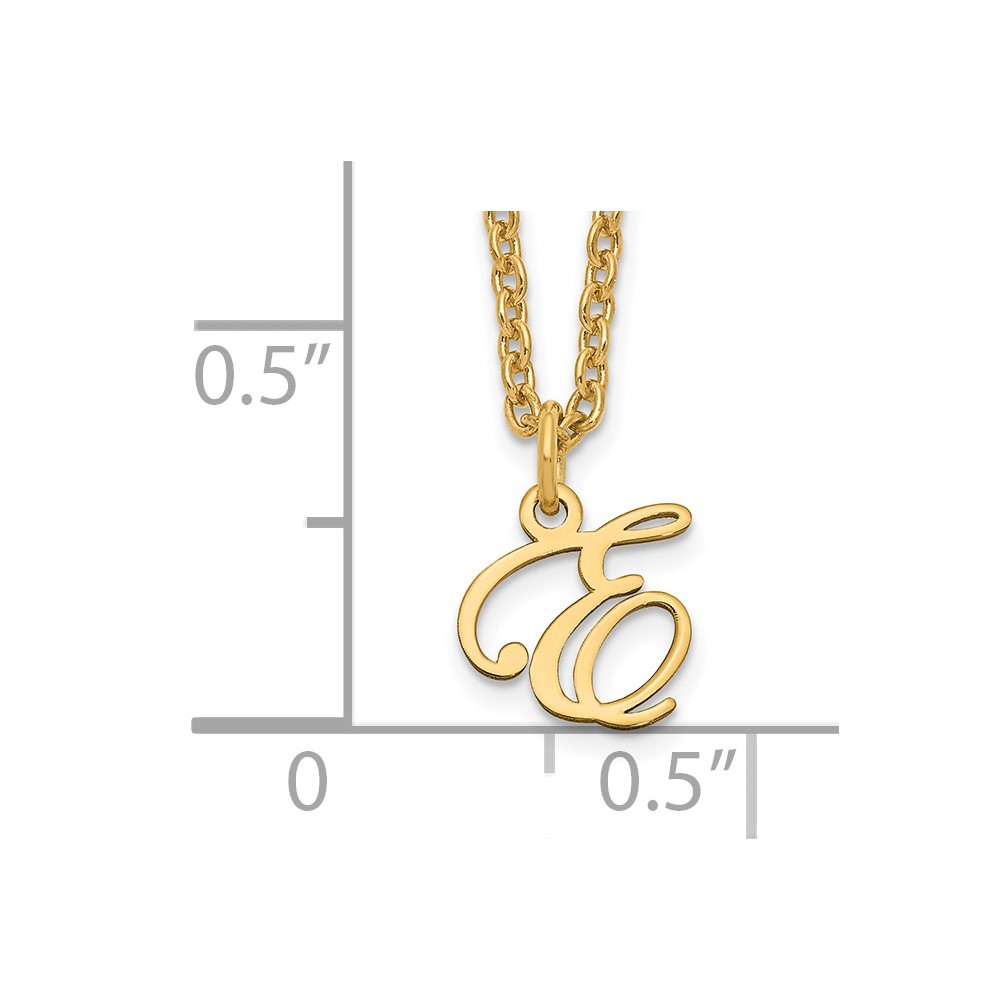 Sterling Silver Gold-plated Letter E Initial Necklace (XNA756GP/E)