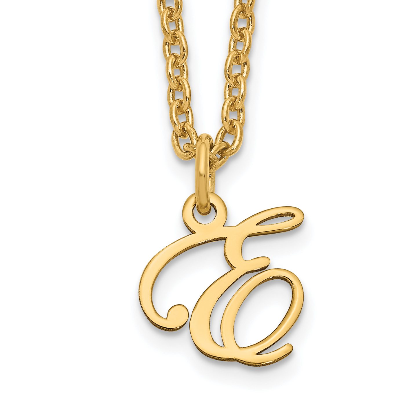 Sterling Silver Gold-plated Letter E Initial Necklace (XNA756GP/E)
