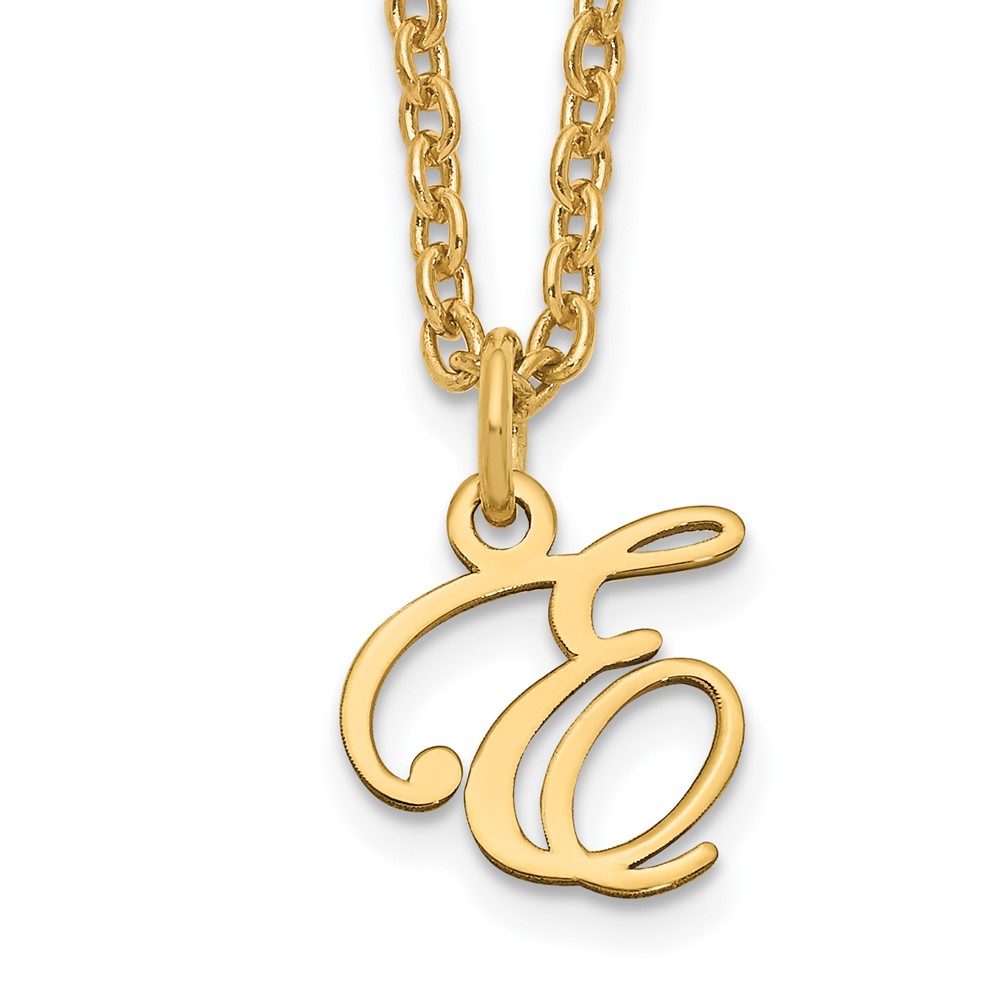 Sterling Silver Gold-plated Letter E Initial Necklace
