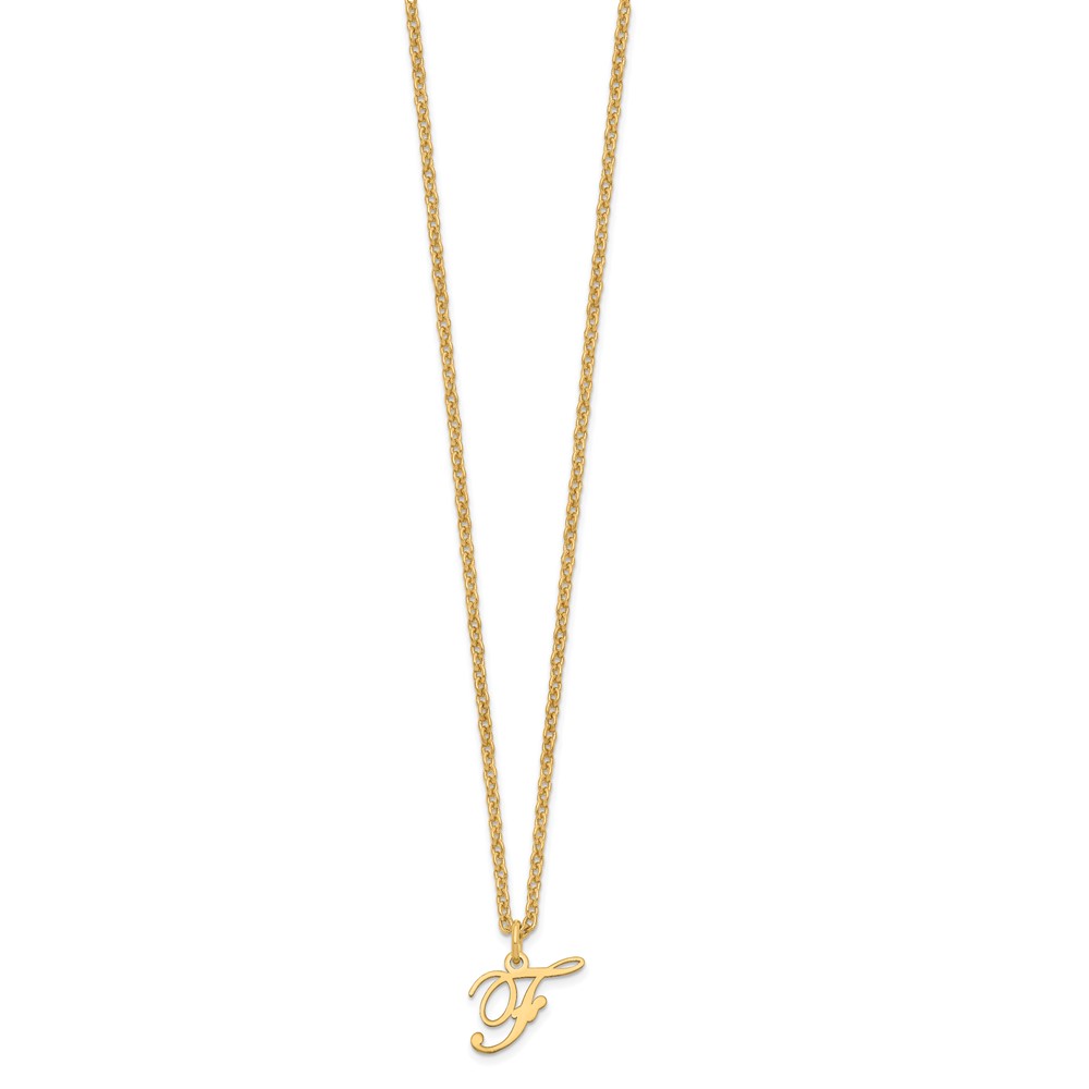 Sterling Silver Gold-plated Letter F Initial Necklace (XNA756GP/F)