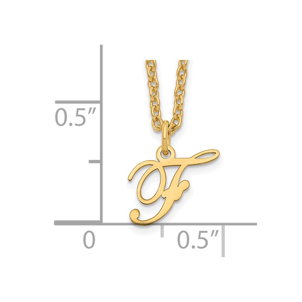 Sterling Silver Gold-plated Letter F Initial Necklace (XNA756GP/F)