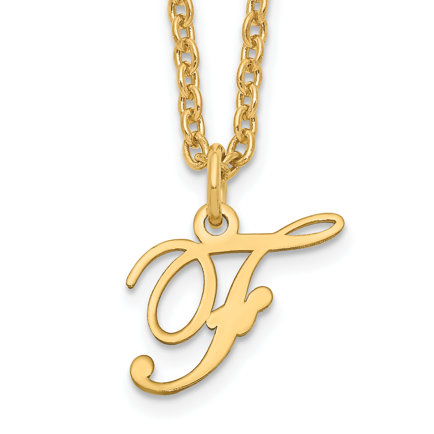 Sterling Silver Gold-plated Letter F Initial Necklace (XNA756GP/F)