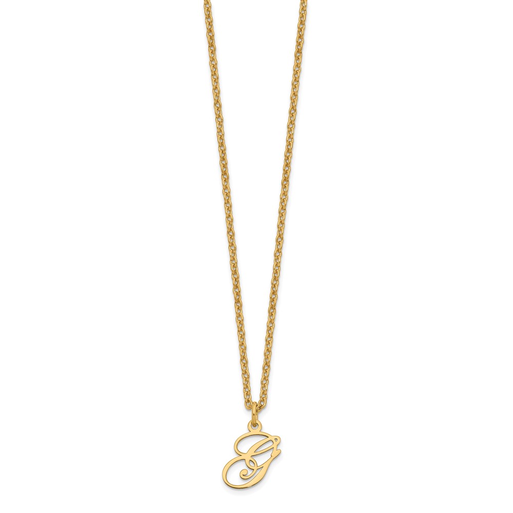 Sterling Silver Gold-plated Letter G Initial Necklace (XNA756GP/G)