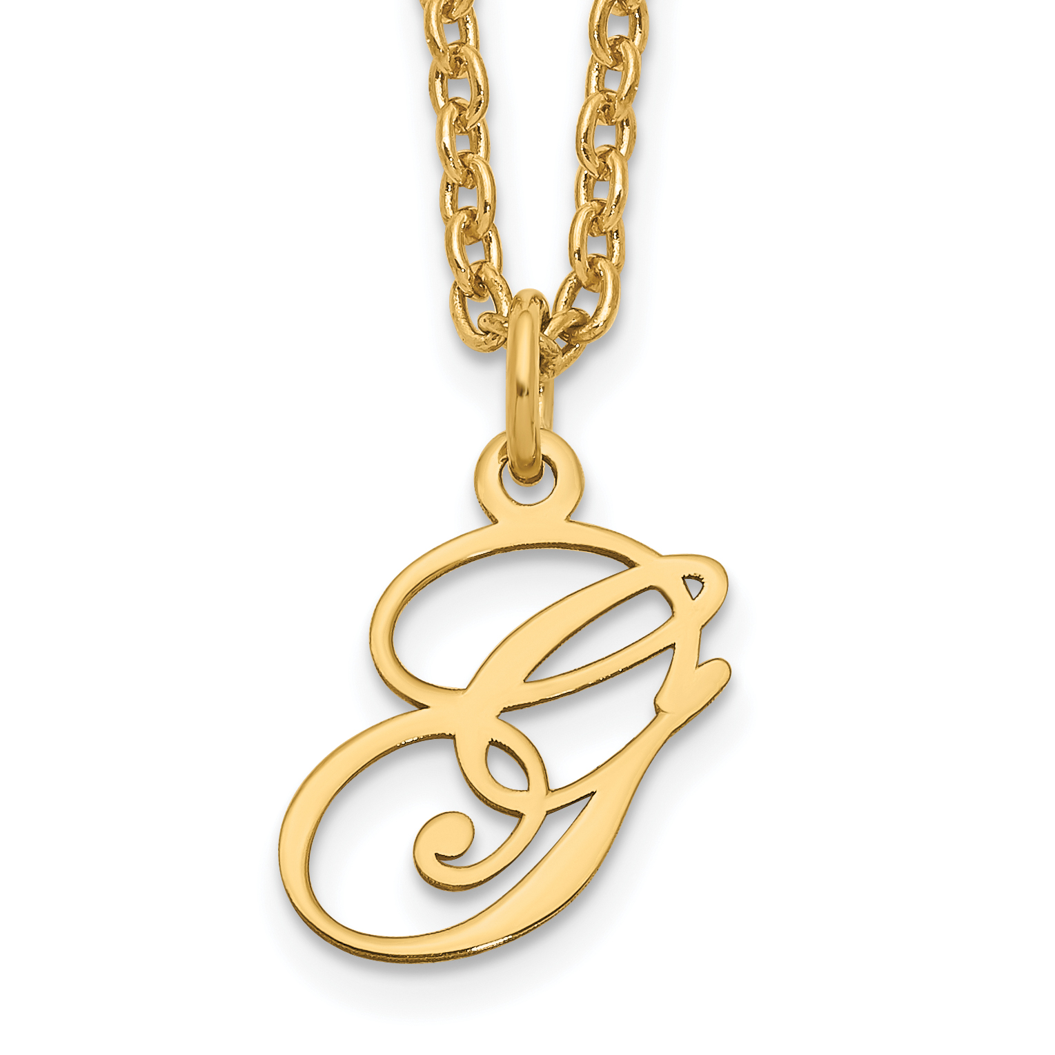 Sterling Silver Gold-plated Letter G Initial Necklace (XNA756GP/G)